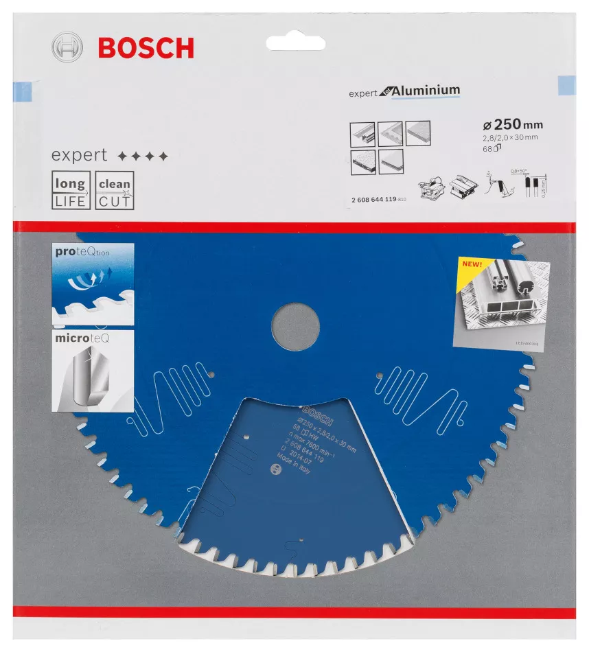 Lame Bosch Expert for aluminium 250x30x3,8mm 68 dents